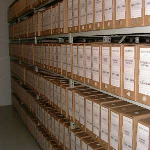 Meuble archives, rayonnage archive profondeur 350 mm, à échelle ouverte et croisillons, pour boites archives
