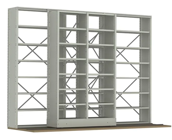 Rayonnage mobile manuel à déplacement latéral pour gain de stockage d'archives