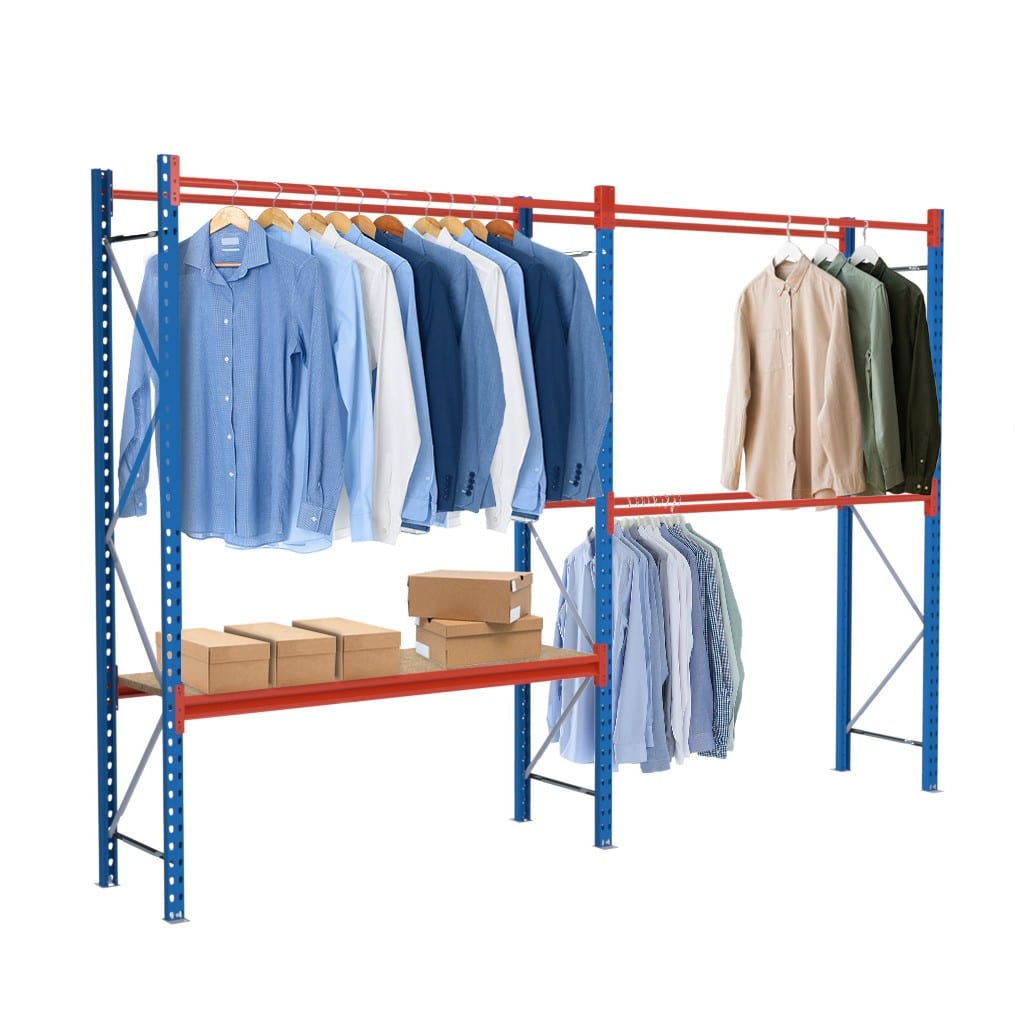 rayonnage vetement 2 niveaux pour chemises